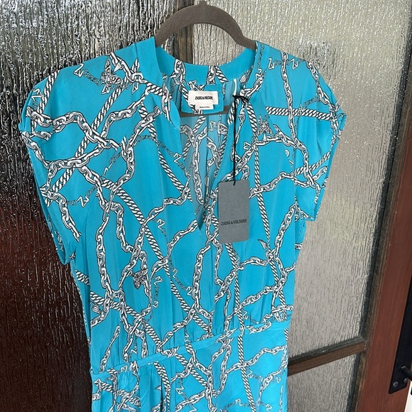 Zadig &Voltaire Elegant Turquoise Patterned Dress size Medium - Picture 9 of 15